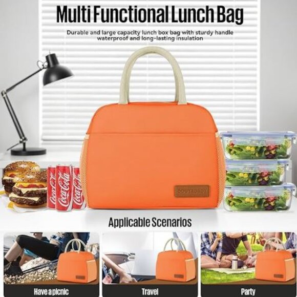 Insulated Lunch Bag Women/Men Lunch Box Fall School Autumn - Picture 3 of 8
